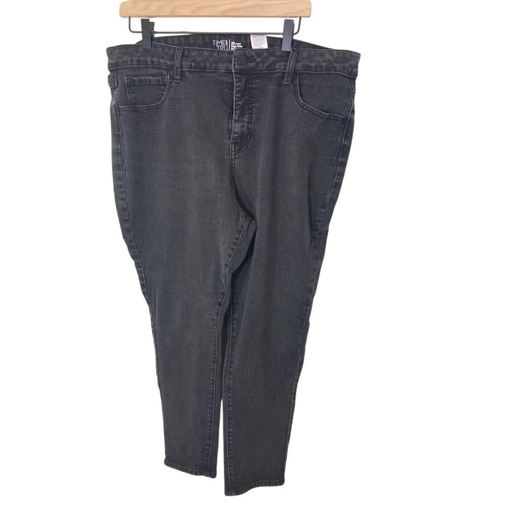 Time & Tru Women's Plus Size High Rise Black Skinny Jeans - Picture 2 of 5